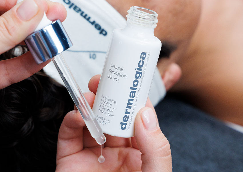 Person uses circular hydration serum