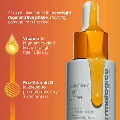 dermalogica facial oils and serums 25ml biolumin-c night restore serum