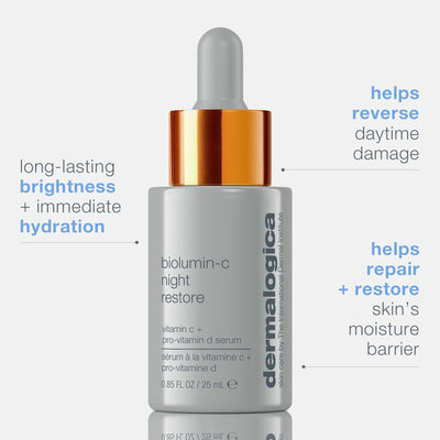 dermalogica facial oils and serums 25ml biolumin-c night restore serum