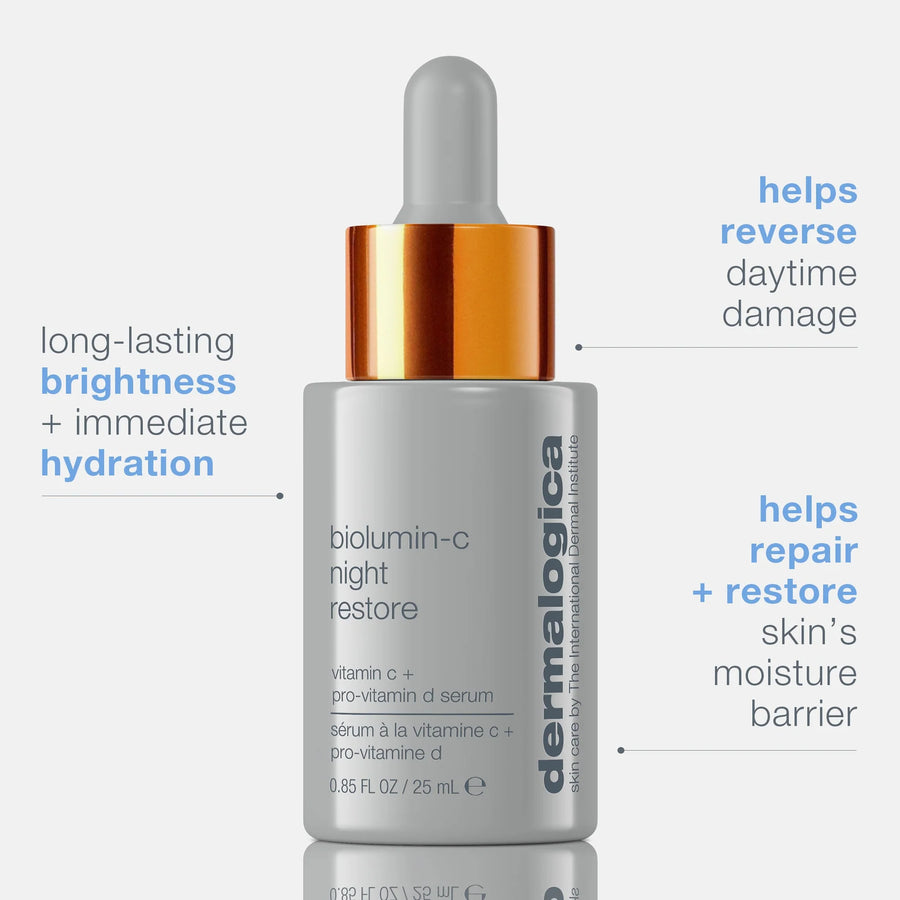 dermalogica facial oils and serums 25ml biolumin-c night restore serum